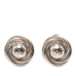 CHANEL Coco Mark Vintage Earrings in Silver Metal for Women